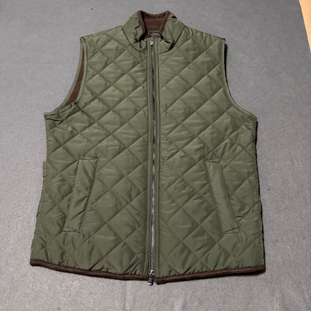 Tahari Quilted Vest Women Small Green Preppy Coastal Outdoors Fall Hike Core